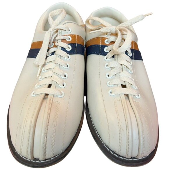 Vintage Striker Beige Split Toe Bowling Shoes Mens Size 10 Rockabilly Steampunk - Picture 6 of 15